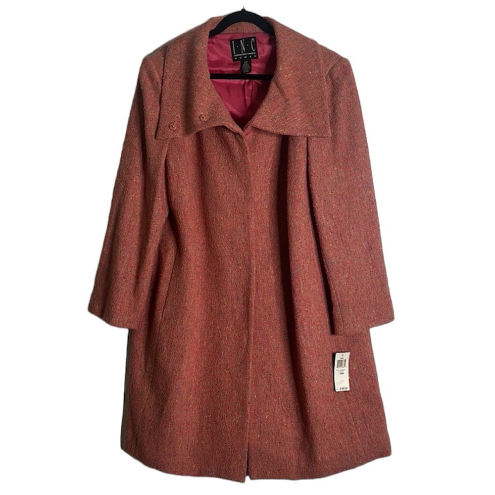 Inc wool blend tweed pink coat size 16w
